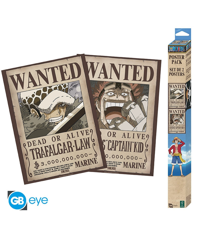 Póster Carteles de Recompensa de Law y Kid 52x38 One Piece