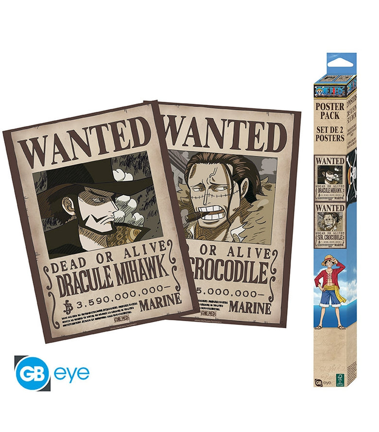 Póster Carteles de Recompensa de Mihawk y Crocodile 52x38 One Piece