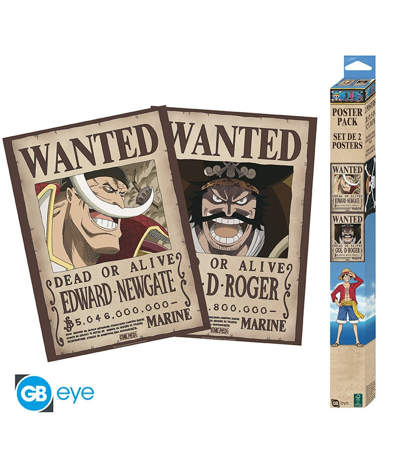 Póster Carteles de Recompensa de Roger y Barbablanca 52x38 One Piece