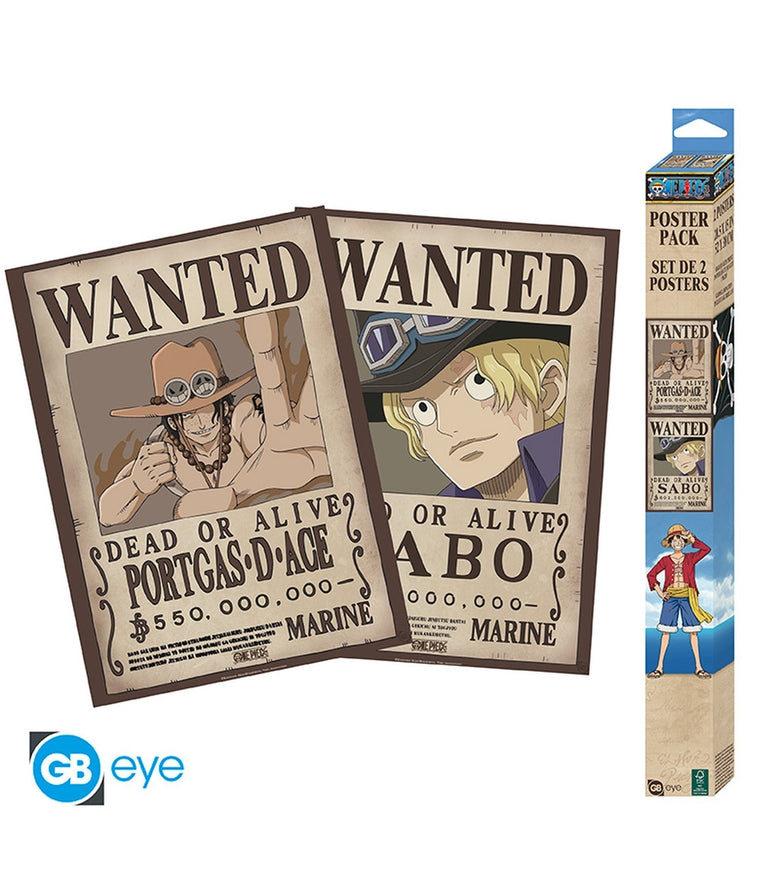 Póster Carteles de Recompensa de Sabo y Ace 52x38 One Piece