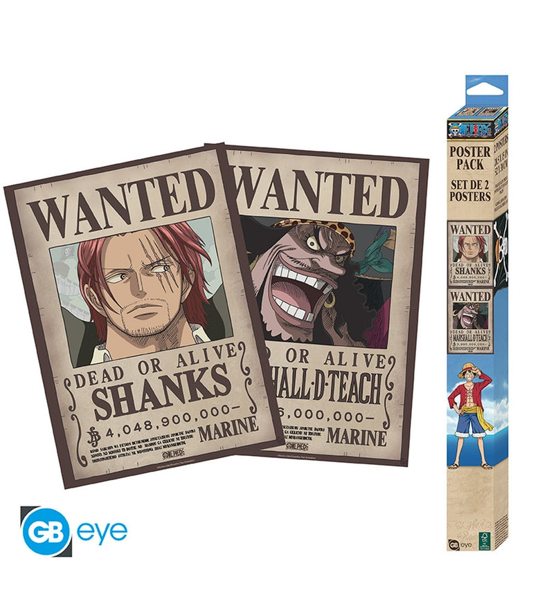 Póster Carteles de Recompensa de Shanks y Barbanegra 52x38 One Piece